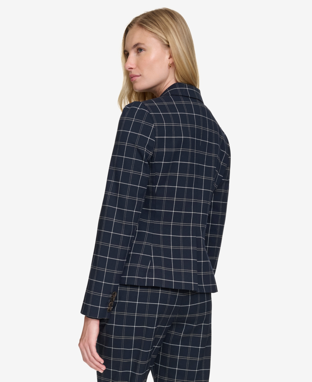 Tommy Hilfiger Women's Plaid Puff-Sleeve Single-Button Blazer -mult