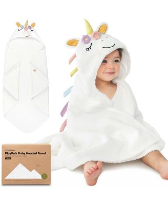 PlayPals Baby Towels with Hood for Girls, Boys, 100% Soft Cotton Hooded Bath Towels for Newborn
