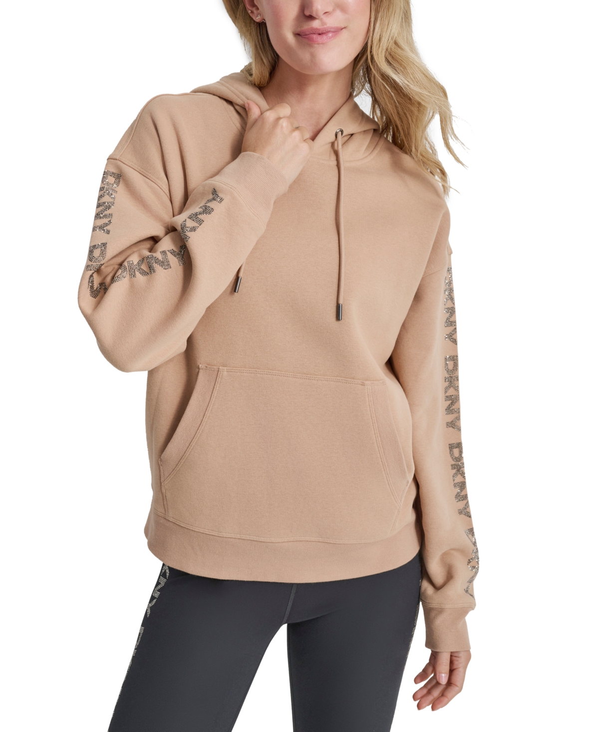 Dkny Sport Women's Rhinestone Logo Fleece Hoodie