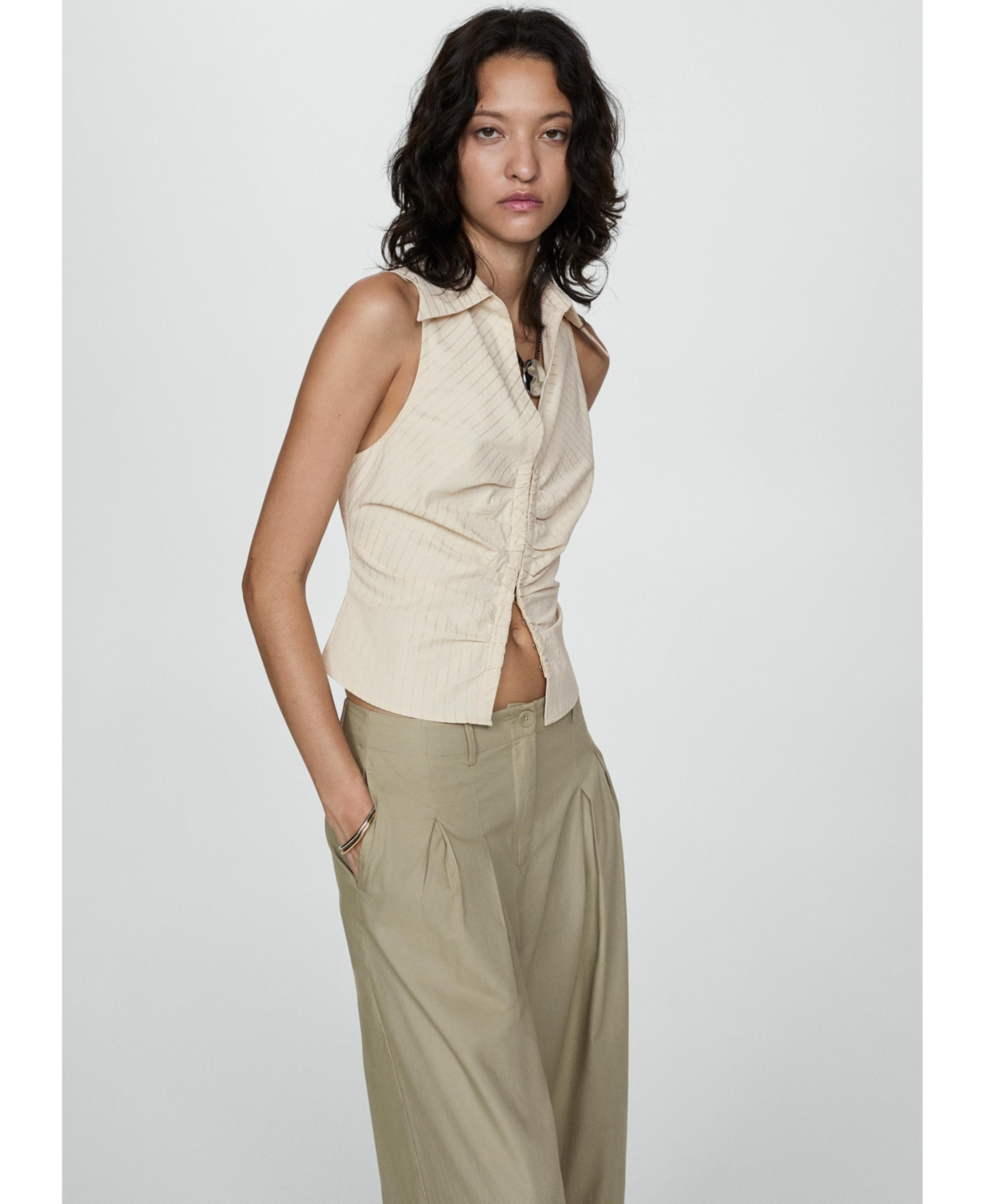 Mango Women's Cotton Pleated Pants