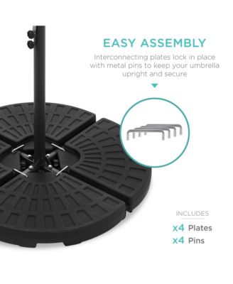 4-Piece Cantilever Offset Patio Umbrella Base Stand, Fills Up to 160lbs w/ Carry Handles