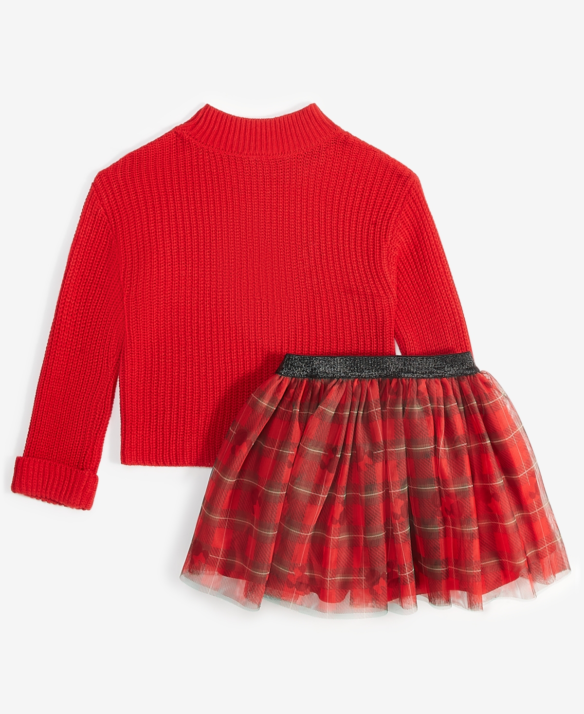 Disney Toddler & Little Girls Minnie Mouse Sweater & Printed Tulle Skirt, 2 Piece Set