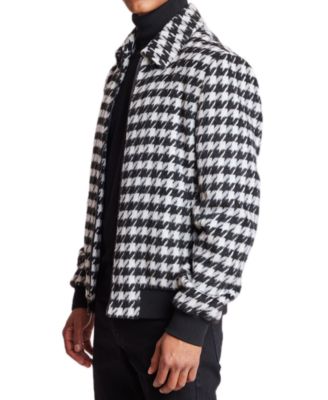 HOUNDSTOOTH JACKET WITH LEFT PANEL AND HAND STITCH(S Black