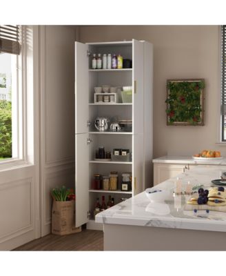 White Wooden Accent Bookcase, Sideboard, with Adjustable Shelves