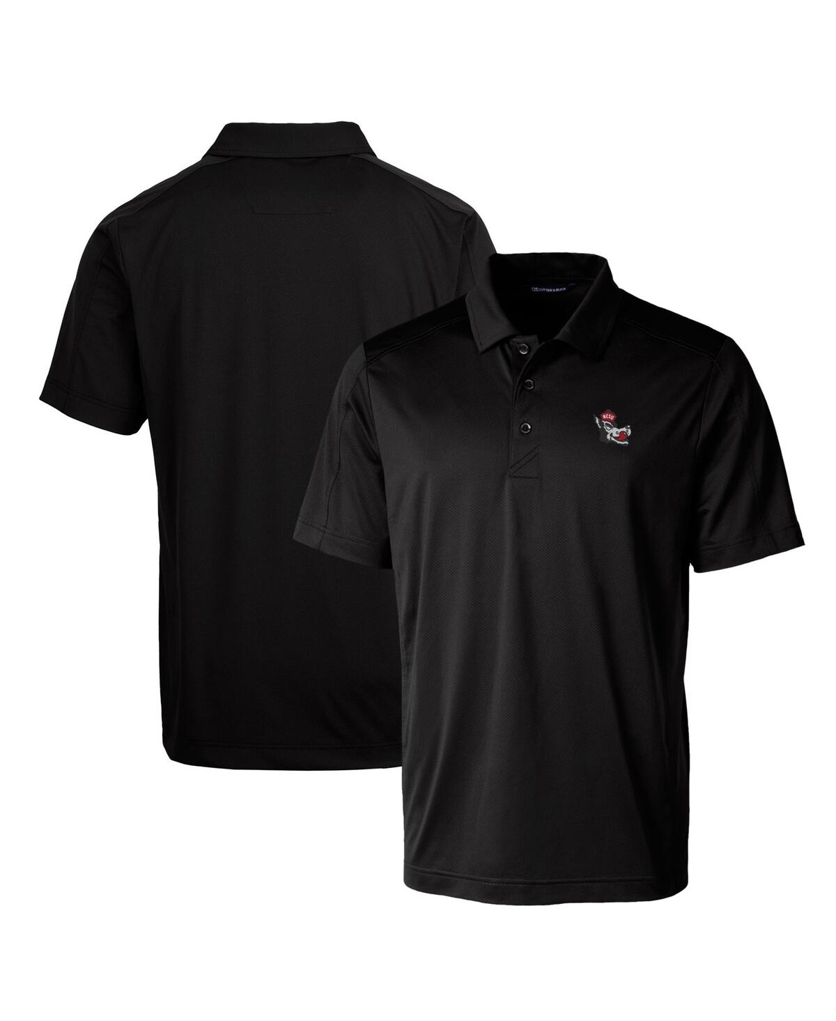 Cutter & Buck Nc State Wolfpack Primary Team Logo Prospect Textured Stretch Polo In Black