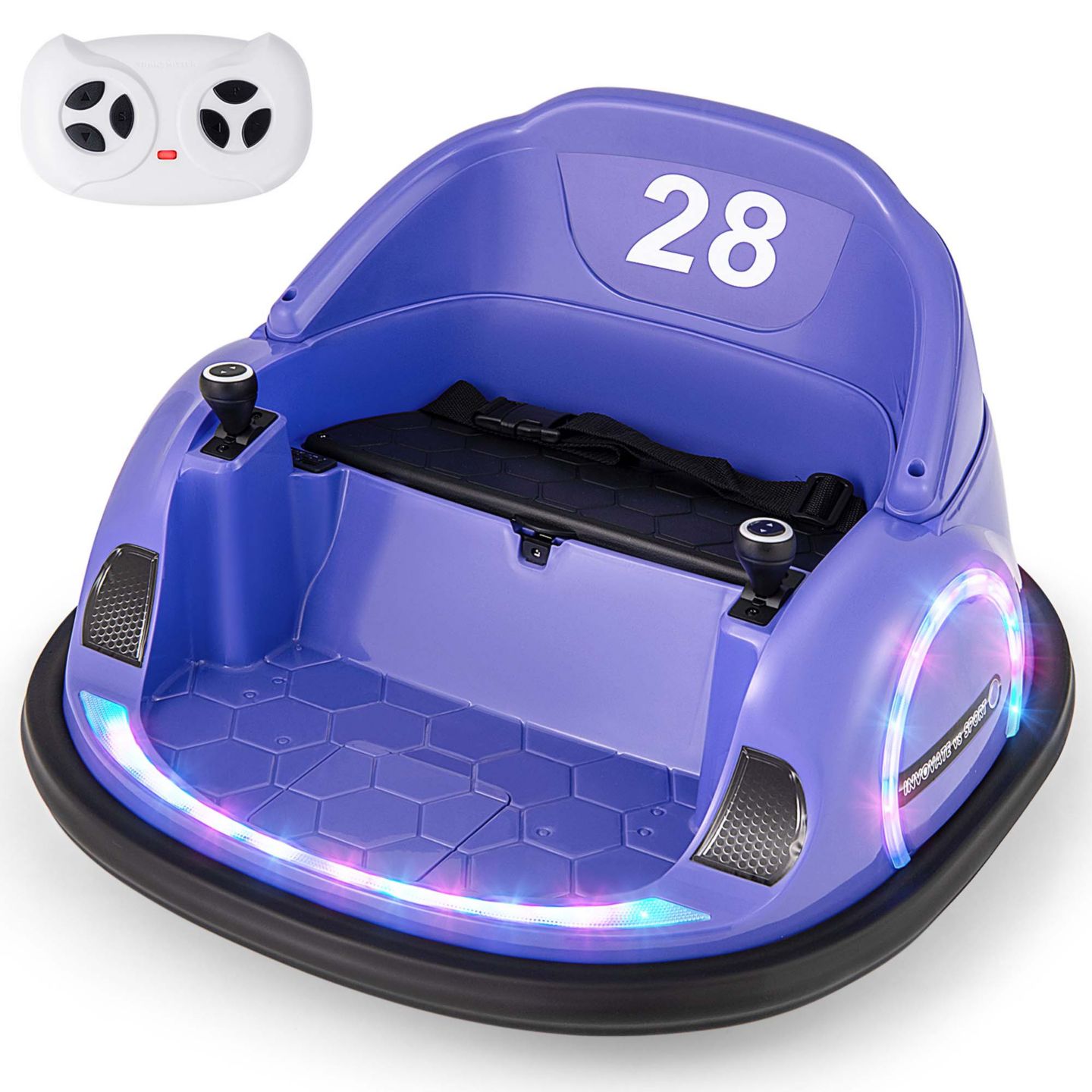 Детская игрушка Costway Electric 360° Spin Bumper Car with Remote Control, 27"L x 26"W x 16"H, 55 lb. Capacity, Ages 18+ Months, цвет: Тёмный фиолетовый — фото 1