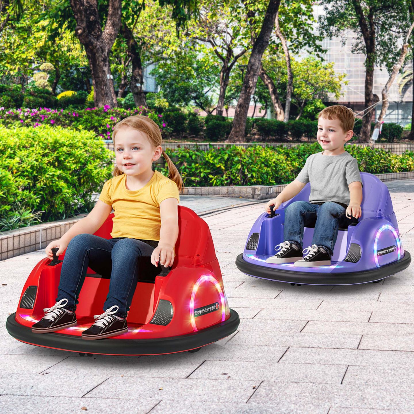 Детская игрушка Costway Electric 360° Spin Bumper Car with Remote Control, 27"L x 26"W x 16"H, 55 lb. Capacity, Ages 18+ Months, цвет: Тёмный фиолетовый — фото 9