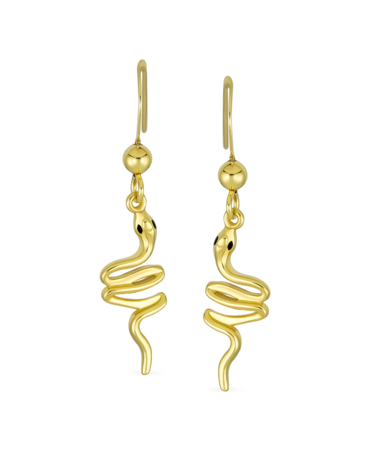 Bling Jewelry Danity Garden Animal Pet Reptile Egyptian Serpent Simple Snake Dangling Earrings For Women Gold Plated Sterling Silver - Gold-tone