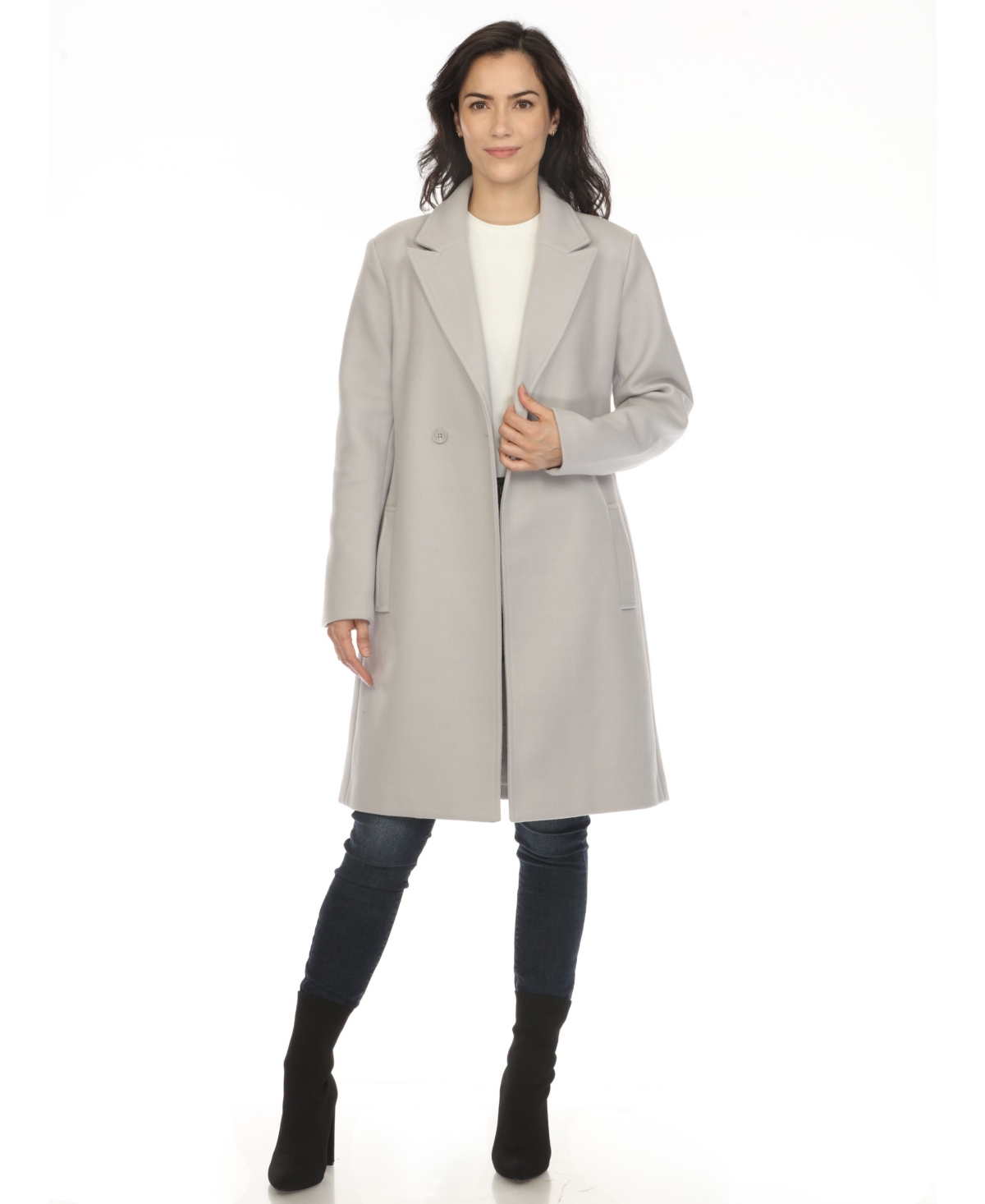 White Mark Women's Classic Walker Coat In Light Grey
