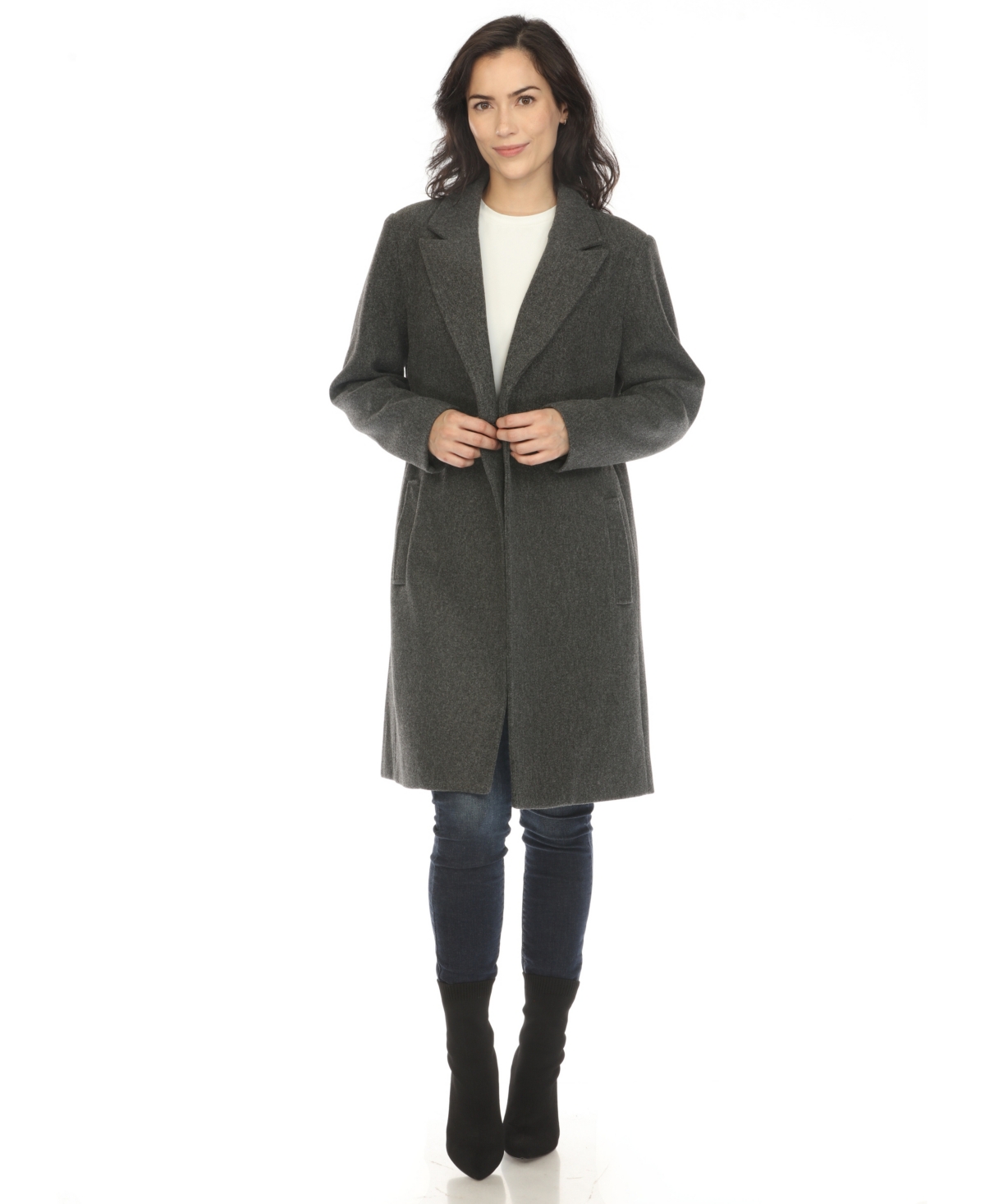 White Mark Women's Classic Walker Coat In Charcoal