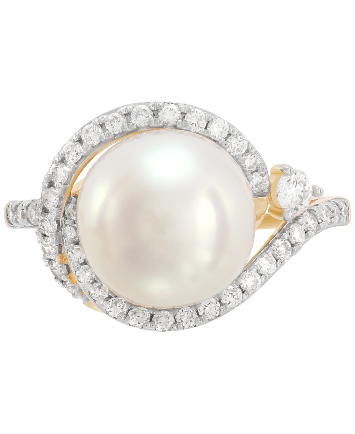 Grown With Love Cultured Ming Pearl (10mm) & Lab Grown Diamond (3/8 Ct. T.w.) Ring In 14k Gold In Gold