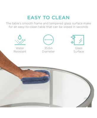 36in Round Tempered Glass Coffee Table for Home, Living Room, Dining Room