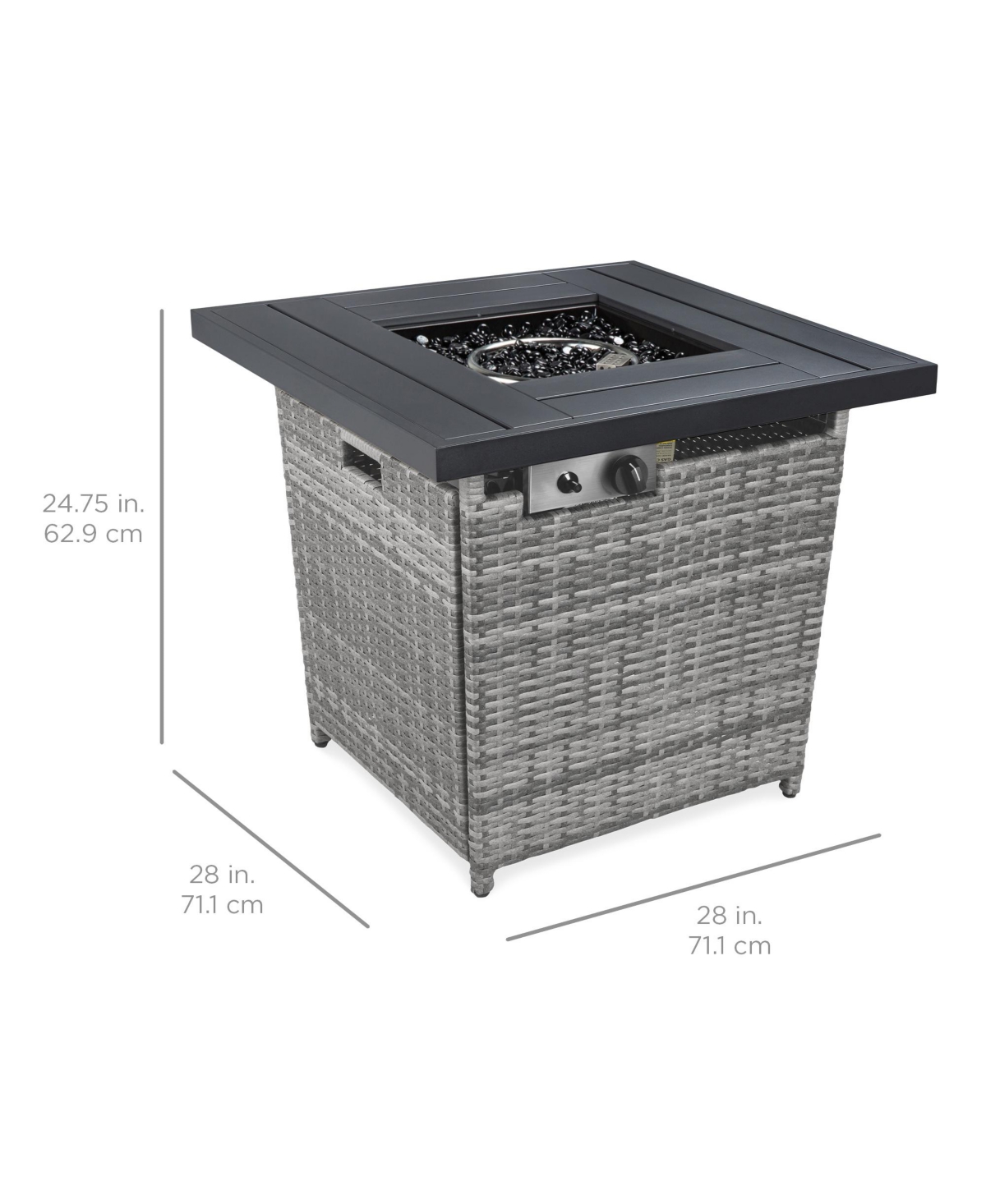 Best Choice Products 28in Propane Gas Fire Pit Table 50,000 Btu Outdoor Wicker w/ Glass Beads, Tank Holder