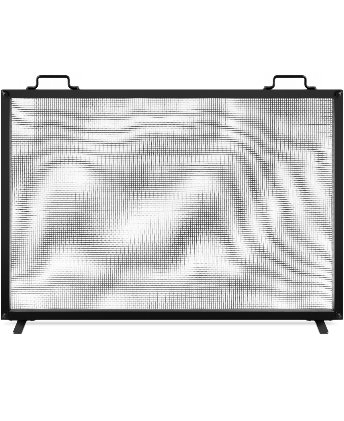 Best Choice Products 38x27in Single Panel Fireplace Screen Handcrafted Steel Mesh Spark Guard w/ Handles