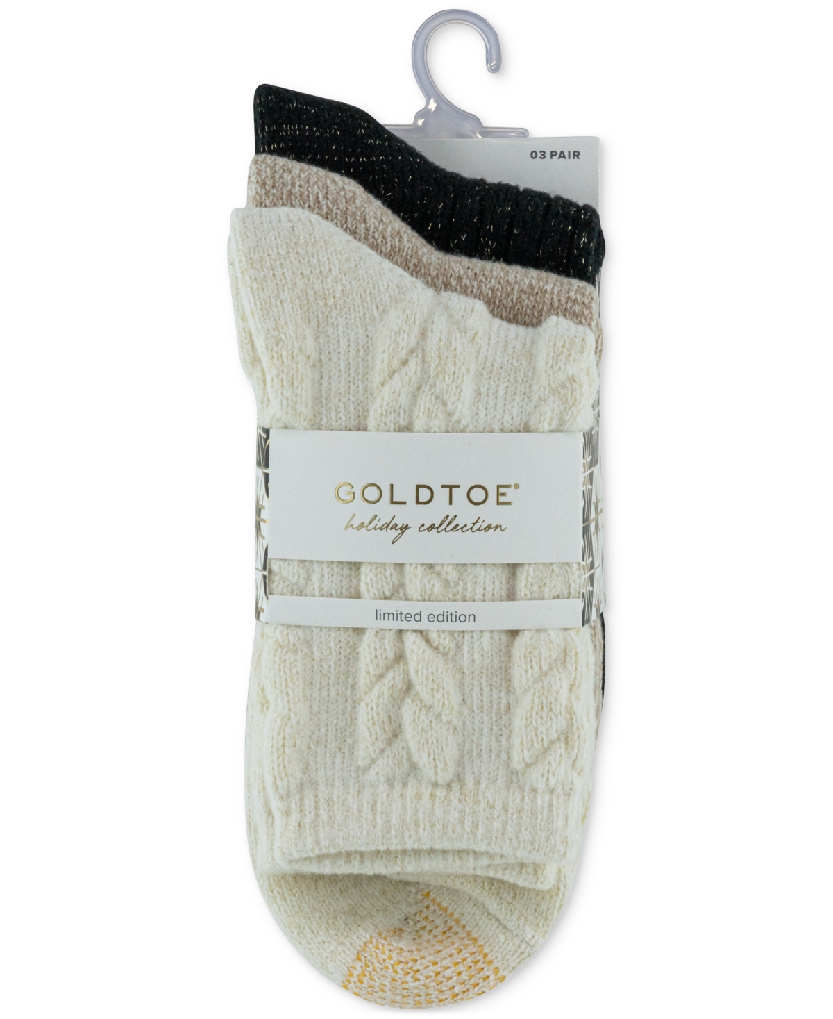 Gold Toe Women's 3-Pk. Casual Chunky Cable Crew Socks - Asst 8