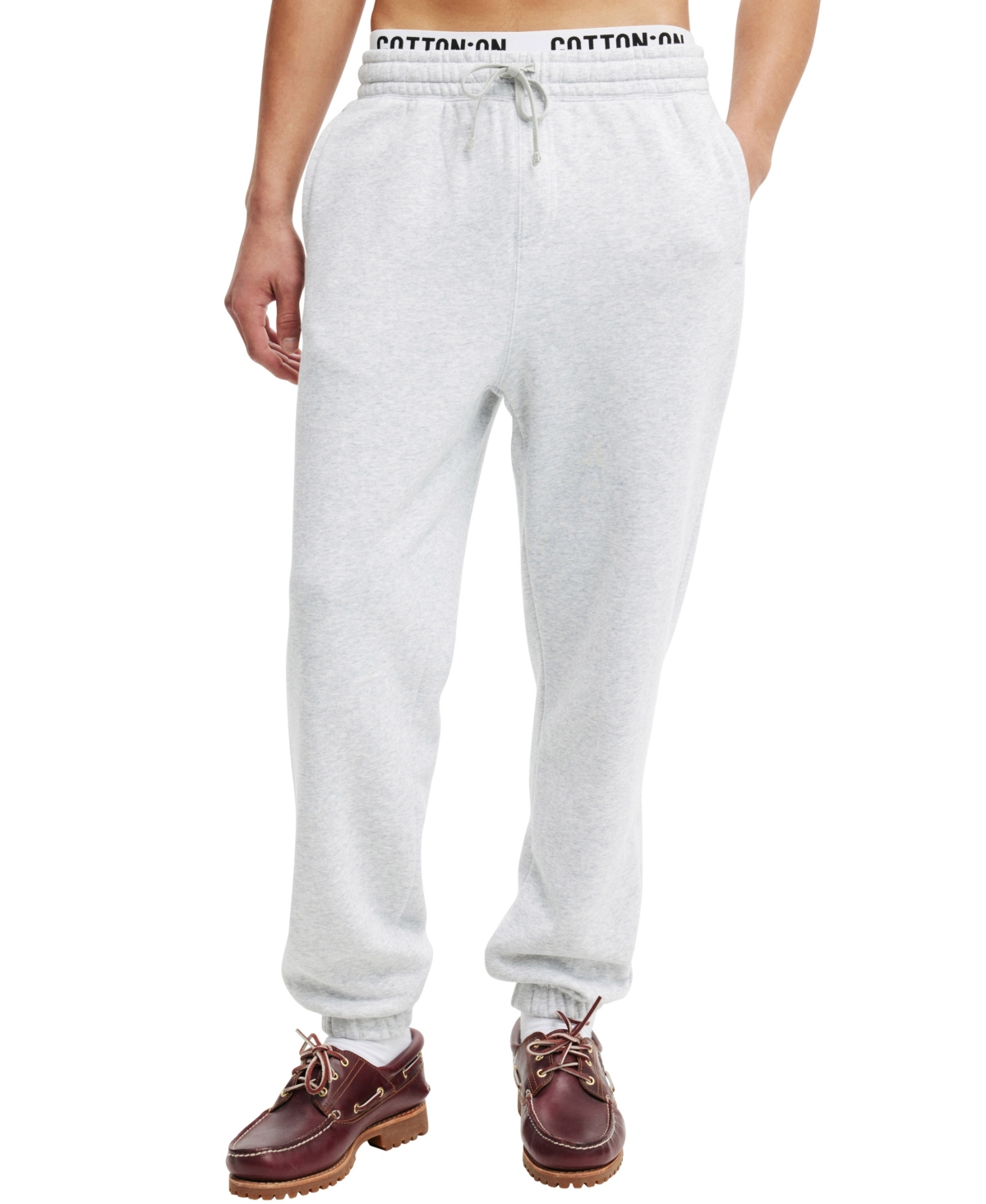 Shop Cotton On Men's Baggy Cuffed Track Pant In Grey Marle
