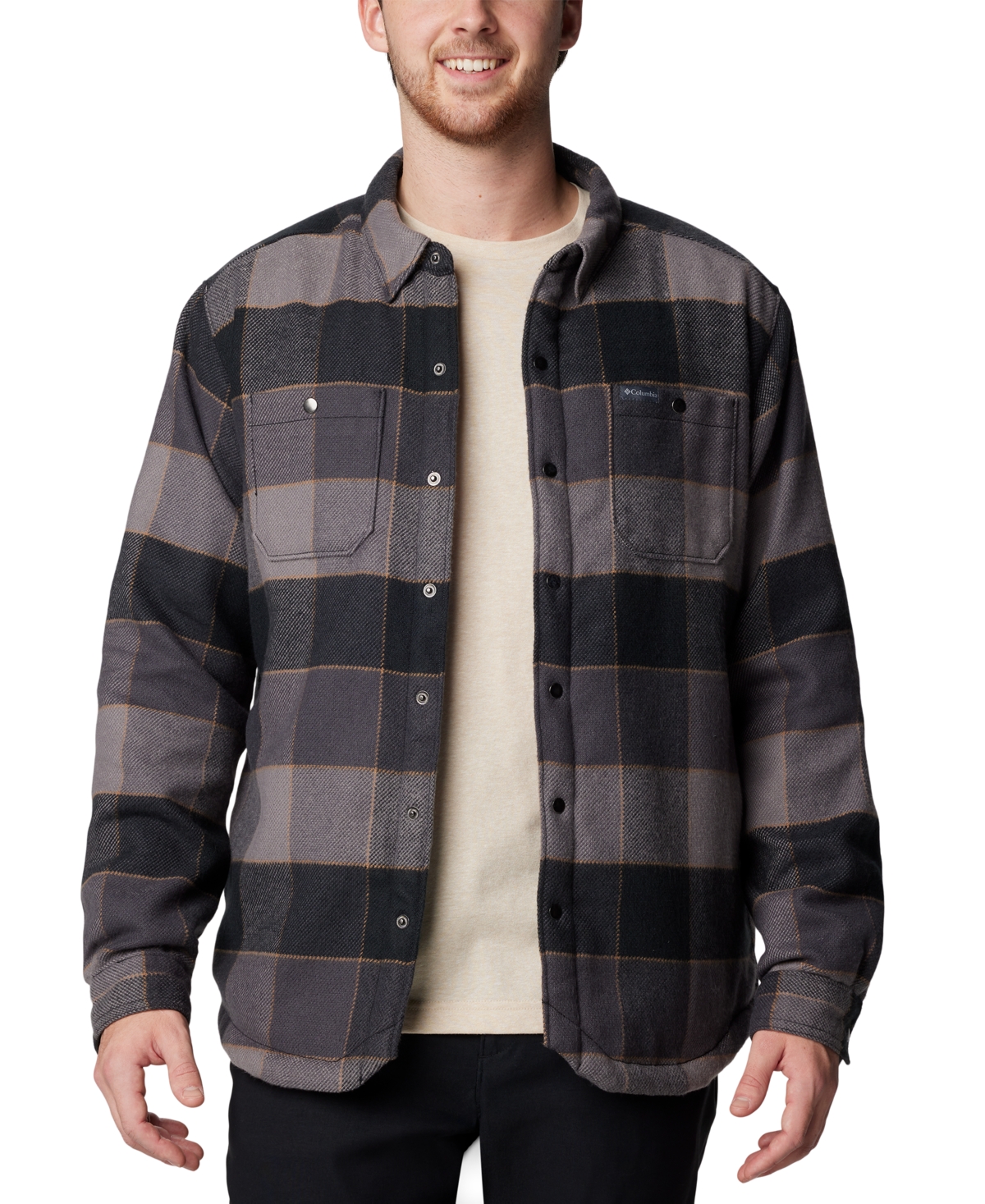 Men's Windward Ii Snap-front Sherpa Lined Plaid Shirt Jacket In Black Multi  Windowpane Check
