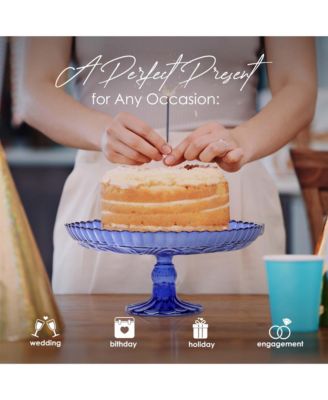 Flower Footed Glass Cake Stand - Amber