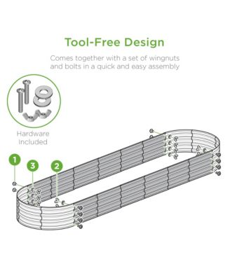 8x2x1ft Outdoor Metal Raised Oval Garden Bed, Planter Box for Vegetables, Flowers
