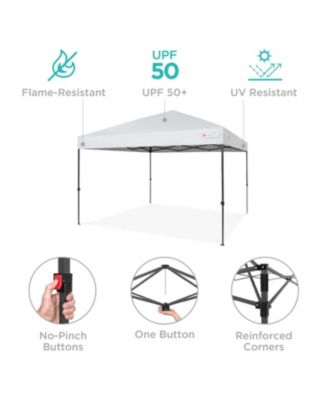 8x8ft Easy Setup Pop Up Canopy w/ 1-Button Setup, Wheeled Case, 4 Weight Bags