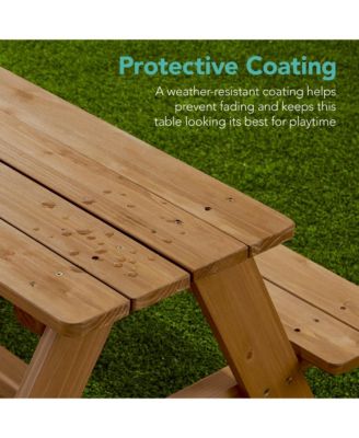 Kids Wooden Picnic Table, Outdoor Activity Table w/ Adjustable Umbrella, Seats
