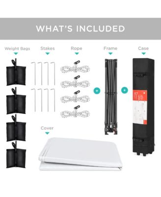 10x10ft Easy Setup Pop Up Canopy w/ 1-Button Setup, Wheeled Case, 4 Weight Bags