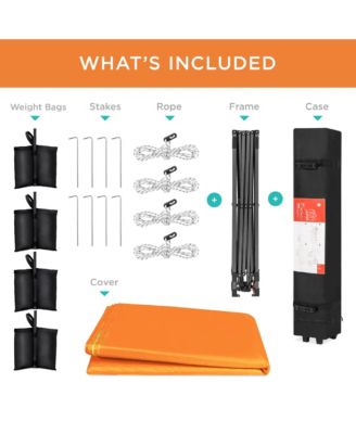 10x10ft Easy Setup Pop Up Canopy w/ 1-Button Setup, Wheeled Case, 4 Weight Bags