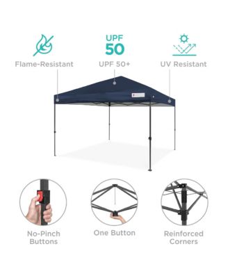 10x10ft Easy Setup Pop Up Canopy w/ 1-Button Setup, Wheeled Case, 4 Weight Bags