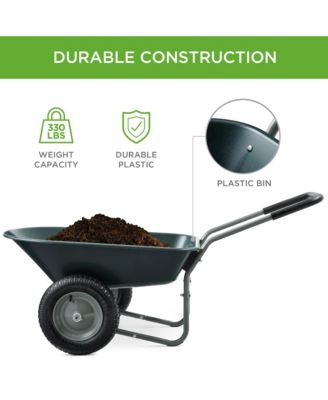 Dual-Wheel Home Wheelbarrow Yard Garden Cart for Lawn, Construction