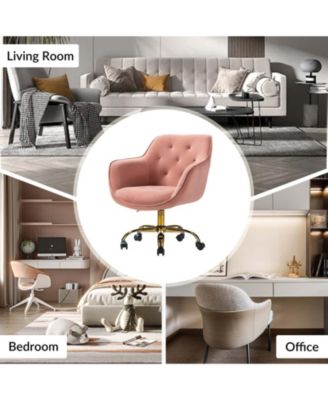 Modern Cute Tufted Office Chair with Gold Base for Living Room, Bedroom