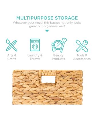 12x12in Hyacinth Baskets, Set of 5 Multipurpose Collapsible Organizers w/ Inserts