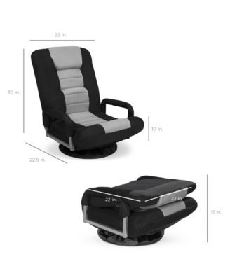 360-Degree Swivel Gaming Floor Chair w/ Armrest Handles, Foldable Adjustable Back