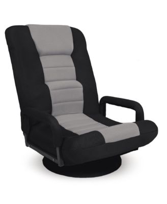 360-Degree Swivel Gaming Floor Chair w/ Armrest Handles, Foldable Adjustable Back
