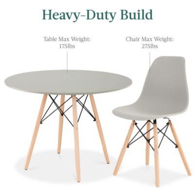 5-Piece Compact Mid-Century Modern Dining Set w/ 4 Chairs, Wooden Legs