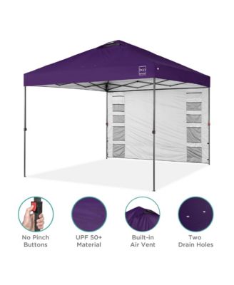 10x10Ft Easy Setup Pop-Up Canopy Tent with Side Wall, 1-Button Push, and Carrying Case
