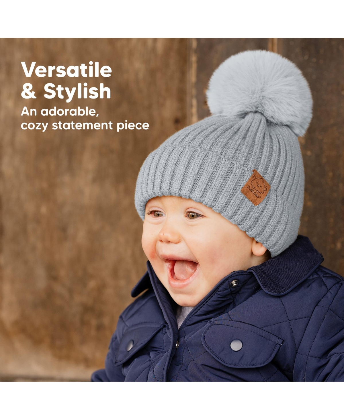 KeaBabies 2pk Baby Hats, Baby Beanies, Newborn Hats for Baby Girls, Boys, Baby Winter Hat, 0-6 Months Infant Hat