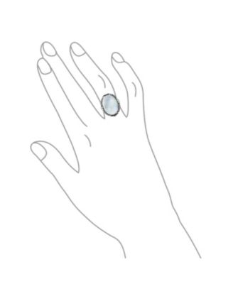 Leaf Large Oval Natural Moonstone Statement Ring Western Jewelry .925 Sterling Silver