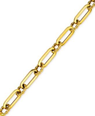 Polished & Twist Paperclip Link Chain Bracelet in 14k Gold