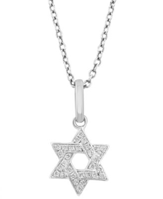 EFFY Collection - Diamond Star of David 18" Pendant Necklace (1/10 ct. t.w.) in Sterling Silver