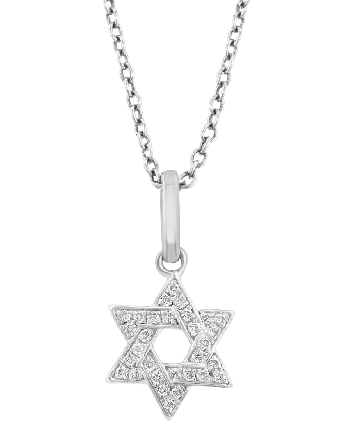 Effy Collection Effy Diamond Star Of David 18" Pendant Necklace (1/10 Ct. T.w.) In Sterling Silver In Sterling Silver