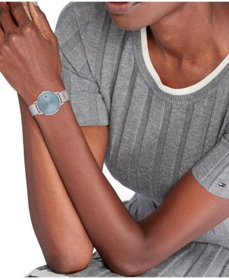 Women's Quartz Silver-Tone Stainless Steel and Carnation Gold Steel Mesh Bracelet Watch 35mm