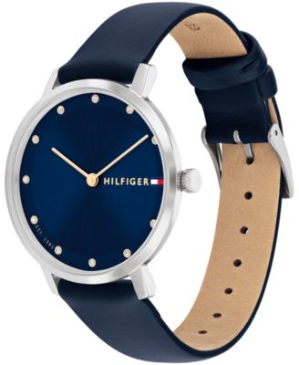 Women's Quartz Navy Leather Strap Watch 35mm