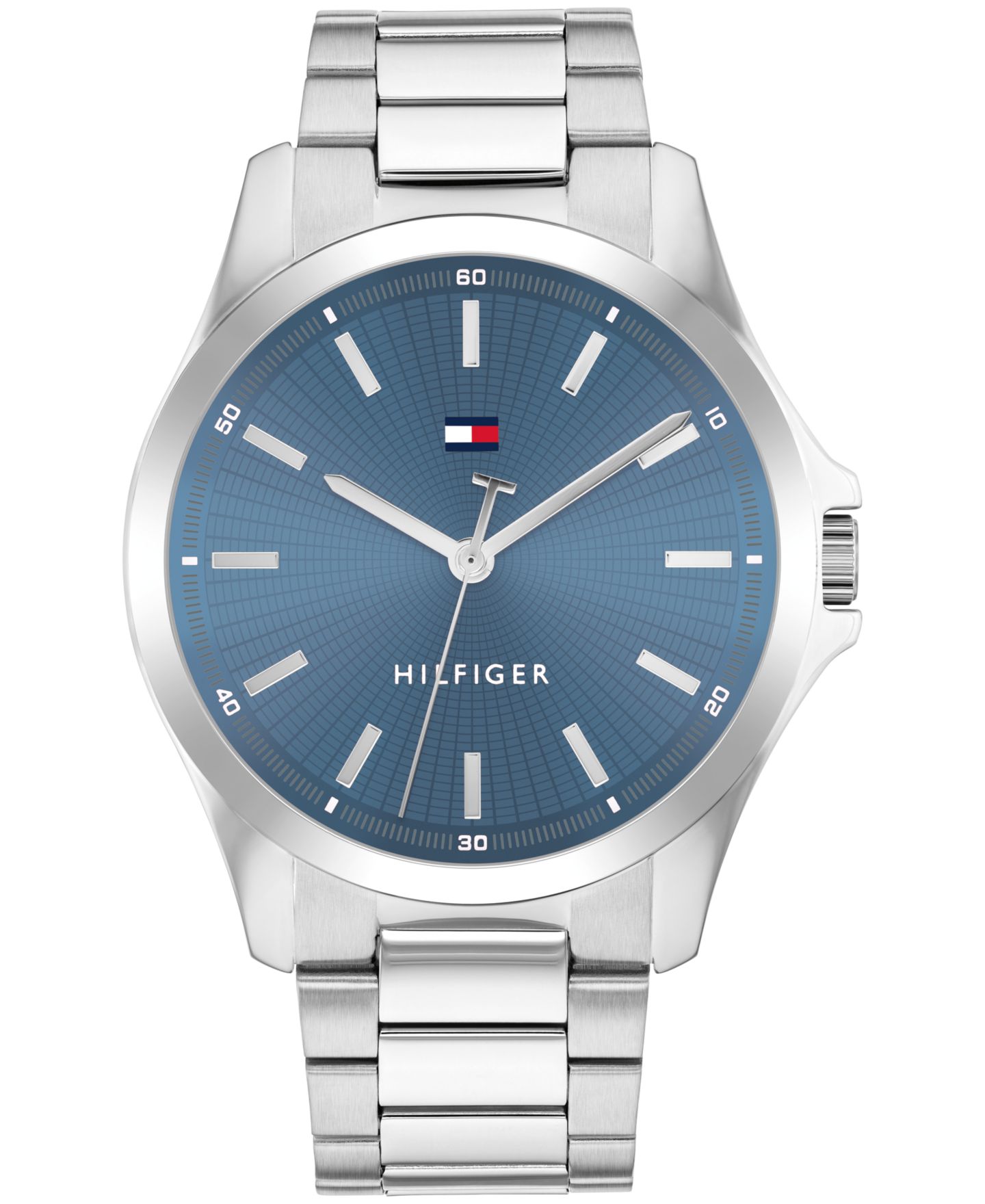 Мужские часы Tommy Hilfiger Quartz Silver-Tone Stainless Steel Bracelet Watch 42mm — фото 1