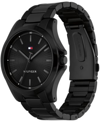 Men's Quartz Ionic Plated Black Stainless Steel Bracelet Watch 42mm