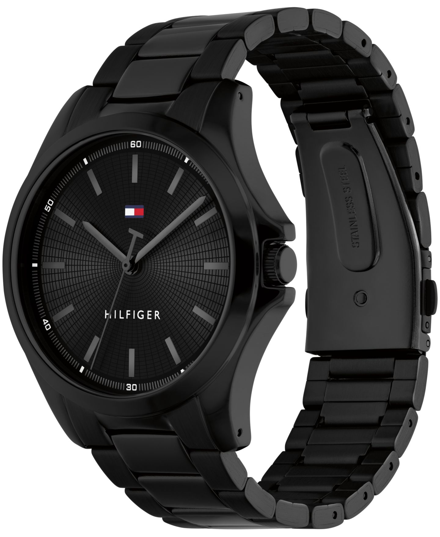 Мужские часы Tommy Hilfiger Quartz Ionic Plated Black Stainless Steel Bracelet Watch 42mm — фото 2