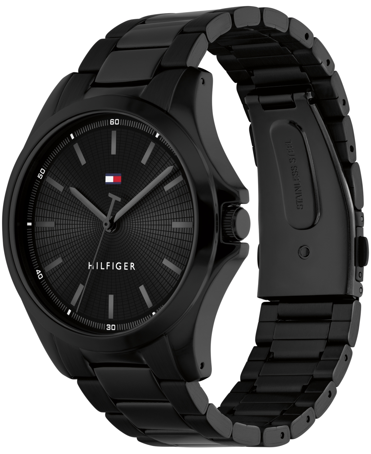 Tommy Hilfiger Men's Quartz Ionic Plated Black Stainless Steel Bracelet Watch 42mm In Black