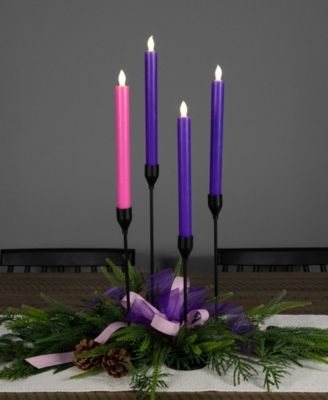 Set of 4 Flickering LED Christmas Advent Taper Candles 9.5"