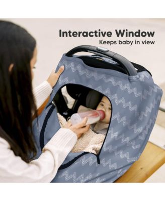 Warmzy Baby Car Seat Cover, Universal Stretch Fit Infant Carseat Covers for Babies, Winter Carseat Canopy