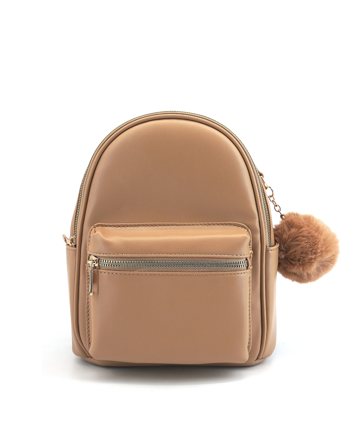 Caramel Puffer Leather Backpack In Nude