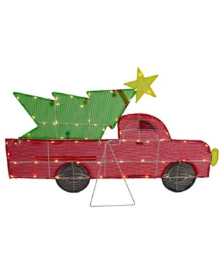 36" LED Lighted Truck with Christmas Tree Outdoor Decoration